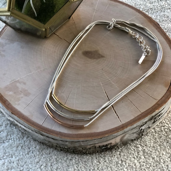 Nine West Triple Strand, Tri-Tone Necklace - Picture 3 of 7